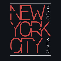 New York City Typography Graphics, T-shirt Printing Design. New York City, Brooklyn original wear. Print for sportswear apparel. Vector illustration