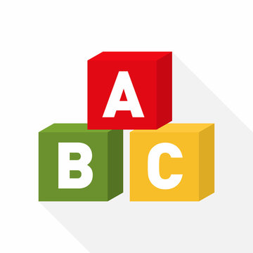 ABC blocks flat icon for education with light shadow. Vector illustration