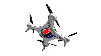 Police Drone Quadrocopter - isolated on white