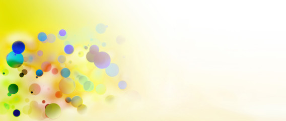 Fototapeta na wymiar Bunte Kreise / Ballons - Hintergrund, background gelb, Farbverlauf - Abstrakt, Banner