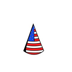 Party hat in the USA flag colors icon cartoon