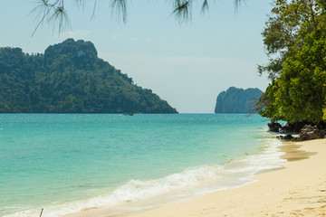 View from Poda island (Koh Poda) beach to another islands in Andaman sea, Krabi province, Thailand
