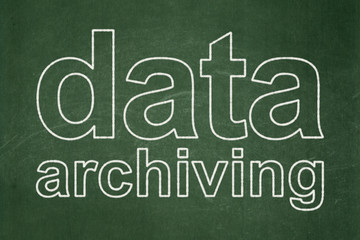 Obraz premium Data concept: Data Archiving on chalkboard background