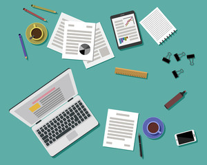 Flat Style Modern Design of Office Workplace