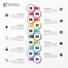 Infographics design template. Timeline concept with icons