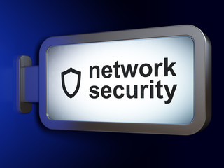 Privacy concept: Network Security and Contoured Shield on billboard background