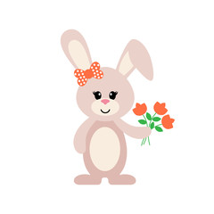 Obraz premium kreskówka króliczek z kwiatami