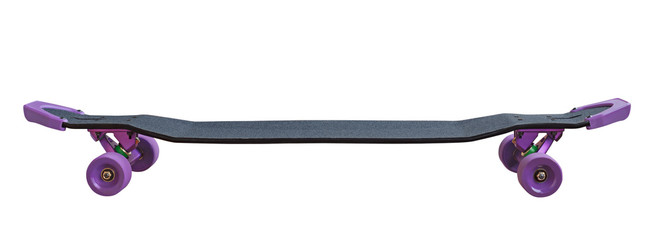 Side view of skateboard or longboard with tail guards isolated on white background © lilkin