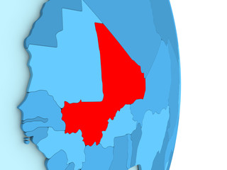 Obraz premium Mali on blue political globe
