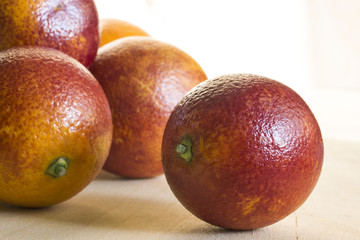 few ripe red Sicilian mandarin