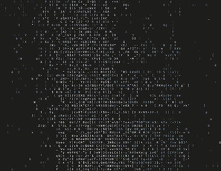 Corrupted source code. Modern vector illustration about computer security. Abstract ascii glitch background. Fatal programming error. Buffer overflow problem. Random signal error. Element of design. - 140534959