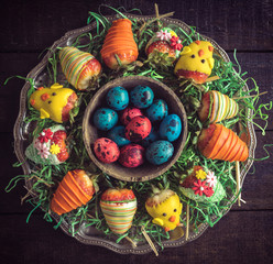 Easter strawberries and eggs served