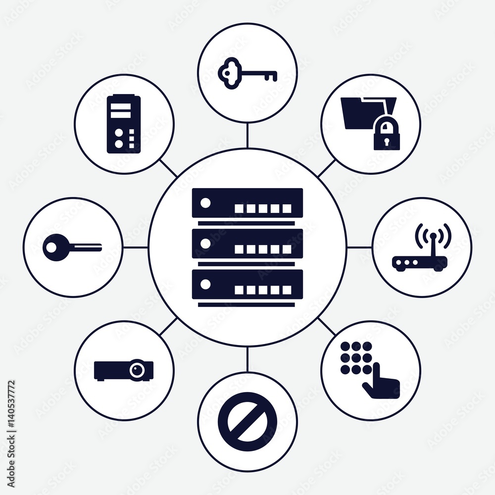 Poster set of 9 access filled icons