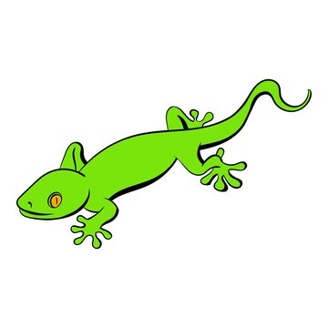 Green gecko lizard icon cartoon