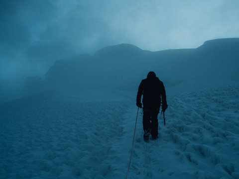 Climber going up Pisco Mountain