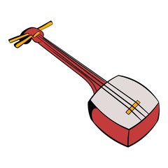 Traditional Japanese shamisen icon cartoon