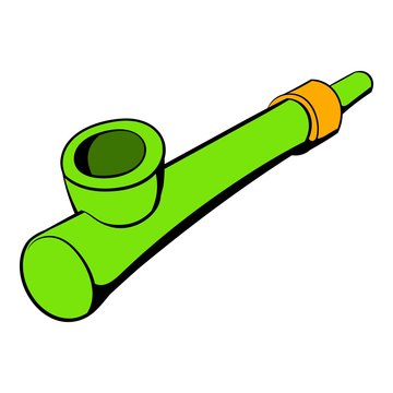 Wooden pipe for smoking icon cartoon