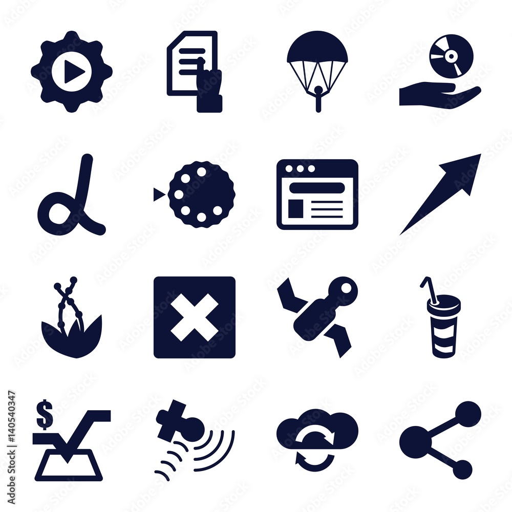 Poster set of 16 application filled icons