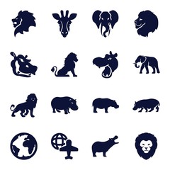 Set of 16 africa filled icons