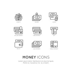 Vector Icon Style Illustration of Money and Business, Income, Savings and Revenue, Charity, Donation, Secure Payment, Online Service, Isolated Minimalistic Object