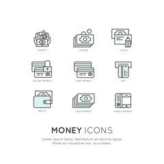 Vector Icon Style Illustration of Money and Business, Income, Savings and Revenue, Charity, Donation, Secure Payment, Online Service, Isolated Minimalistic Object