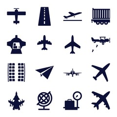 Set of 16 plane filled icons