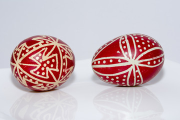 Red Easter,traditional eggs, close up, Romania