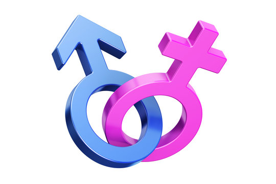 Female and male gender symbols, 3D rendering