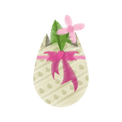 drawing broken easter egg with flower leaf vector illustration eps 10
