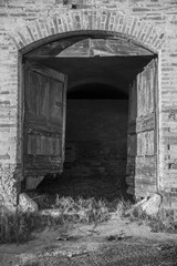 Fototapeta premium Old retro vintage exterior door in old building