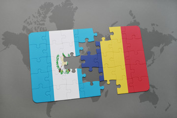 puzzle with the national flag of guatemala and chad on a world map