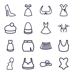 Set of 16 lady outline icons