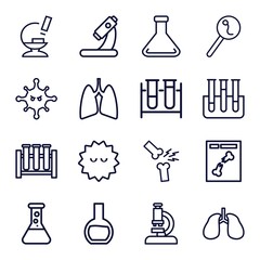 Set of 16 biology outline icons