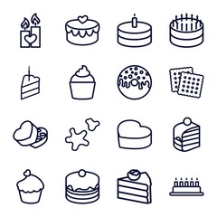 Set of 16 cake outline icons