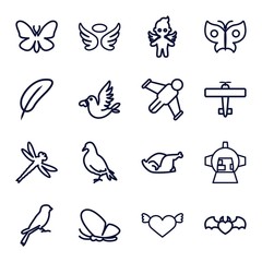 Set of 16 wing outline icons