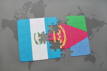 puzzle with the national flag of guatemala and eritrea on a world map