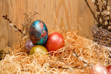 Easter eggs in nest