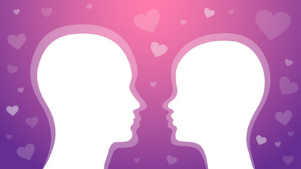 man and woman profile silhouette. Couple in love, flat style. Valentine's day card. Vector illustration