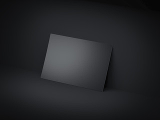 Black business card in dark studio. 3d rendering
