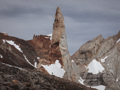 Man near a rock gendarme
