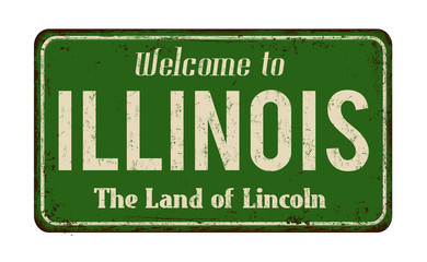 Illinois vintage rusty metal sign
