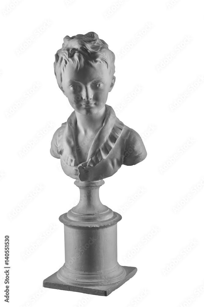 Wall mural plaster figure of a boy bust, portrait brozhinar alexander, son of the architect bronyart. the work 