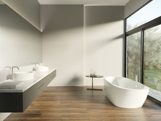 Naklejka na ściany i meble Contemporary modern bathroom with a view