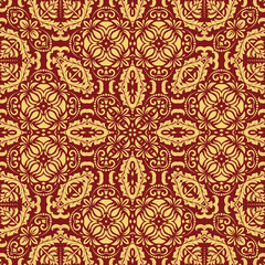 Classic seamless vector red and golden pattern. Traditional orient ornament. Classic vintage background