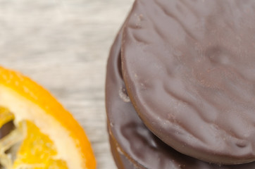 Candied orange slices covered with chocolate