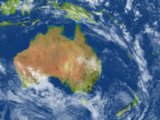 Australia and New Zealand on planet Earth