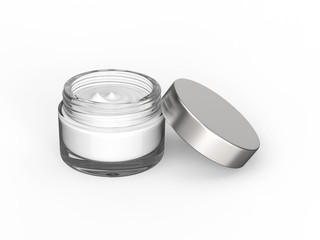 3D illustration glass cosmetic container for cream
