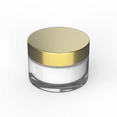 3D illustration glass cosmetic container for cream