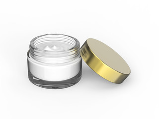 3D illustration glass cosmetic container for cream