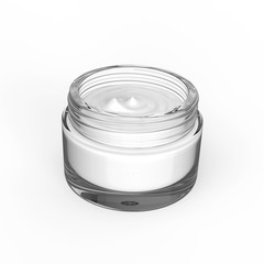 3D illustration glass cosmetic container for cream
